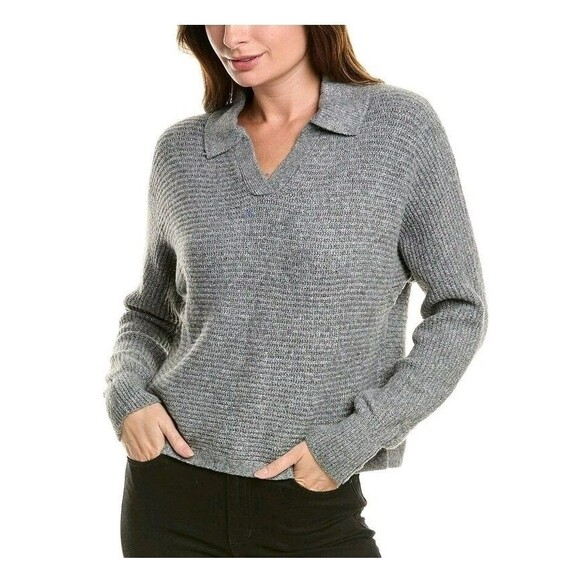 Joseph A. Grey Collared Polo Sweater Medium Heather Grey - Picture 1 of 9